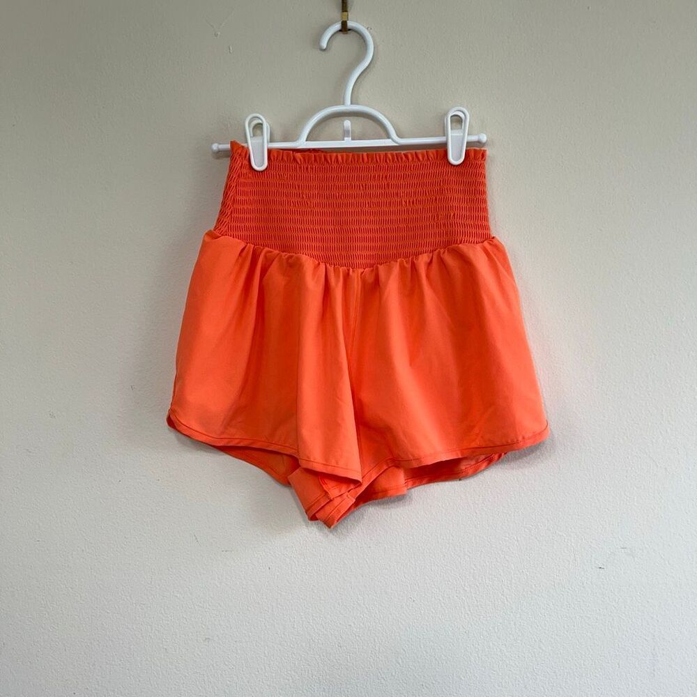 Offline by Aerie Orange Smocked Shorts with Spandex Underneath Small NEW